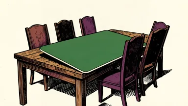 Better Home & Finance board under pressure: a large green card on a tilted table causes five empty board chairs to slide toward the edge.