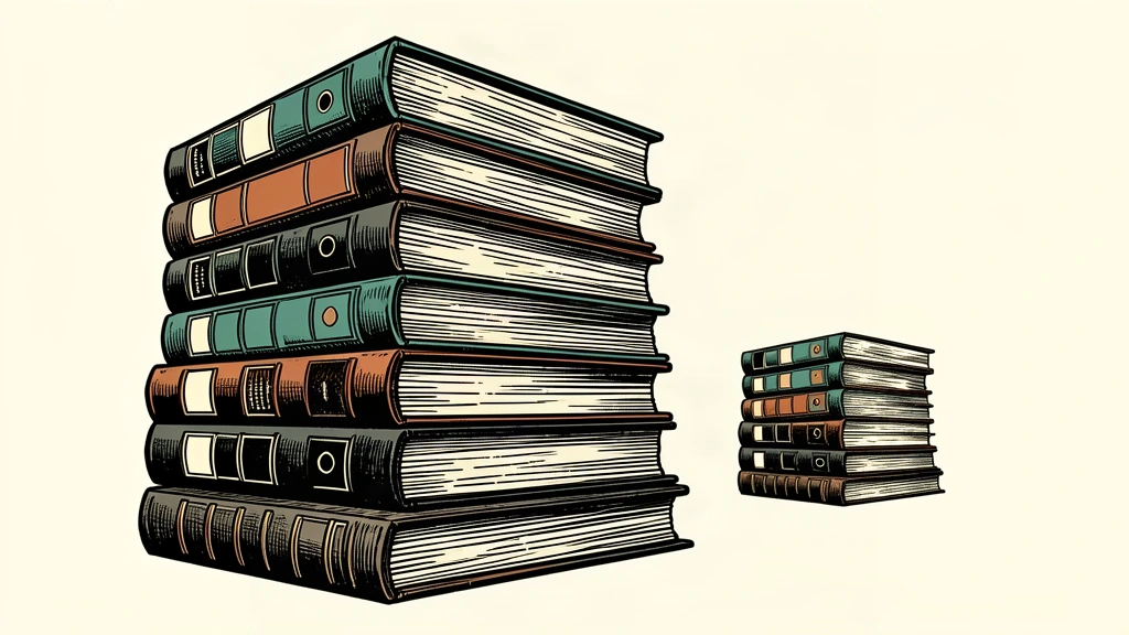 A conceptual illustration showing two stacks of ledgers where the foreground pile is significantly taller and heavier than the one in the background, representing the scale of debt growth.