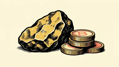 Equinox Gold's Q3 production is represented by a gold nugget and coins, indicating output and financial strength.