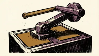 KNOREX Ltd. trading halt: a heavy mechanical lever locked in place by a metal bar between two blank screens.