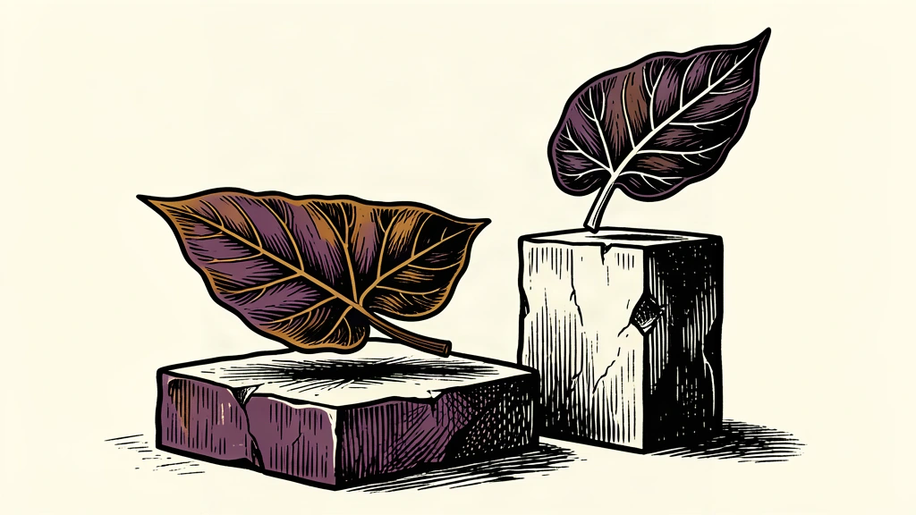 An editorial illustration showing two tobacco leaves on stone pedestals of different heights, representing an upward revision in earnings guidance.