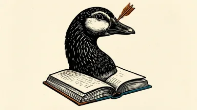 Goosehead Insurance price target cut: a goose head with a downward-pointing arrow on an open book.