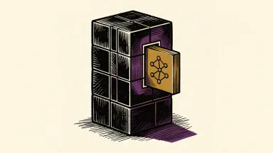 A conceptual illustration showing a small, intricate block being integrated into a larger, solid structure to represent the public preview of Copilot Managed Runtime.