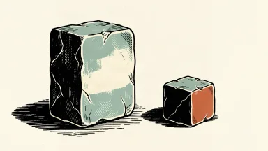 Brookfield stock trading at a significant discount to its net asset value: a large stone block beside a much smaller one of the same material.