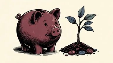 Royal Bank of Canada's commitment is shown as a piggy bank beside a sapling with coins, symbolizing funding for young entrepreneurs.