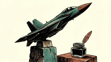 Lockheed Martin initiated at Buy by Rothschild & Co: a fighter jet positioned on a sturdy stone pedestal.