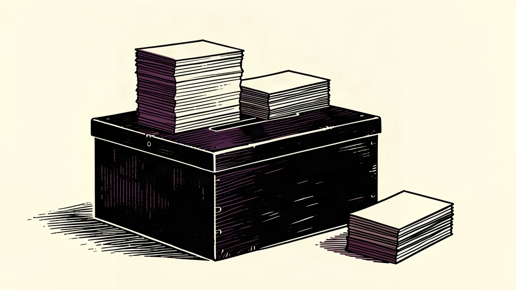 An editorial illustration showing two unequal stacks of ballots on a ballot box, representing a lead in a presidential poll.