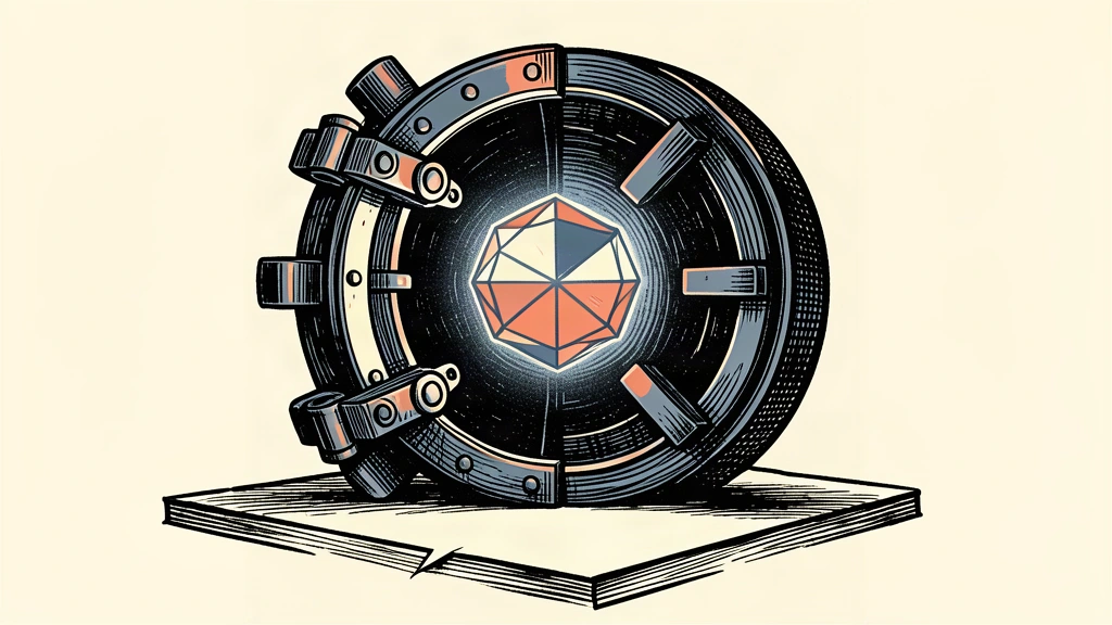 A heavy vault door slightly open, revealing a glowing geometric core inside.