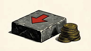 Semiconductor ETFs see record inflows despite steep selloff, shown as a stone chip with a downward arrow beside a pile of coins.
