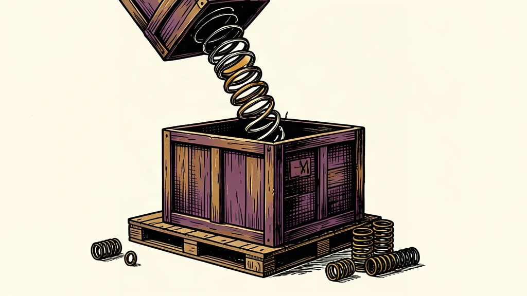 An editorial illustration of a shipping crate with a large spring bursting through its lid, representing input prices exceeding expectations.