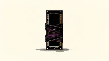 A stylized illustration of a computer memory chip being squeezed by heavy black bands, representing supply constraints and rising costs.