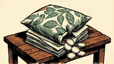 Corteva settlement with state plaintiffs: a large agricultural seed bag on a table with coins spilling from a tear.