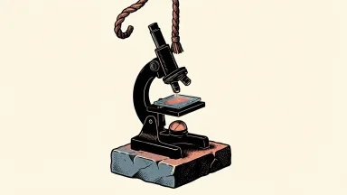 NeoGenomics upgraded to Buy by BTIG Research: a laboratory microscope on a glass slide is lifted upward by a heavy rope.