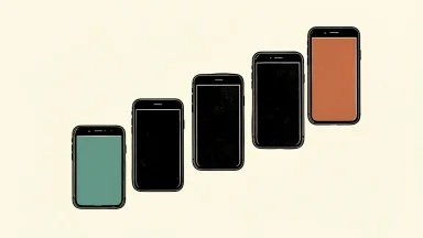 Apple entering a major product cycle: four smartphone silhouettes of increasing size arranged in a rising diagonal sequence.