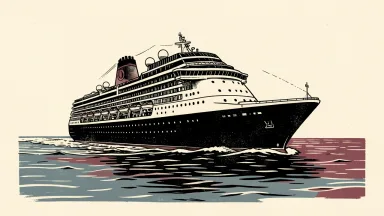 Norwegian Cruise Line Holdings exceeding financial guidance: a large cruise ship moving steadily forward across a calm sea.
