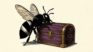 Bumble in advanced talks to go private; a bee beside a closed treasure chest.