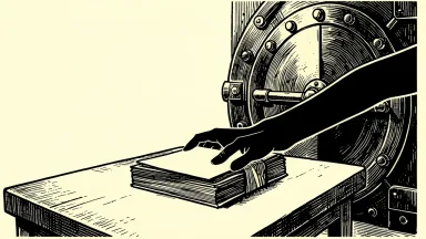 Insider purchases at several firms: silhouetted hands place stacks of stock certificates on a table in front of an open vault door.