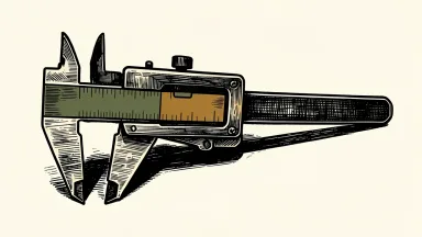 Fortive coverage initiated with an In-line rating: a precision industrial caliper holds a perfectly fitted block between its jaws.