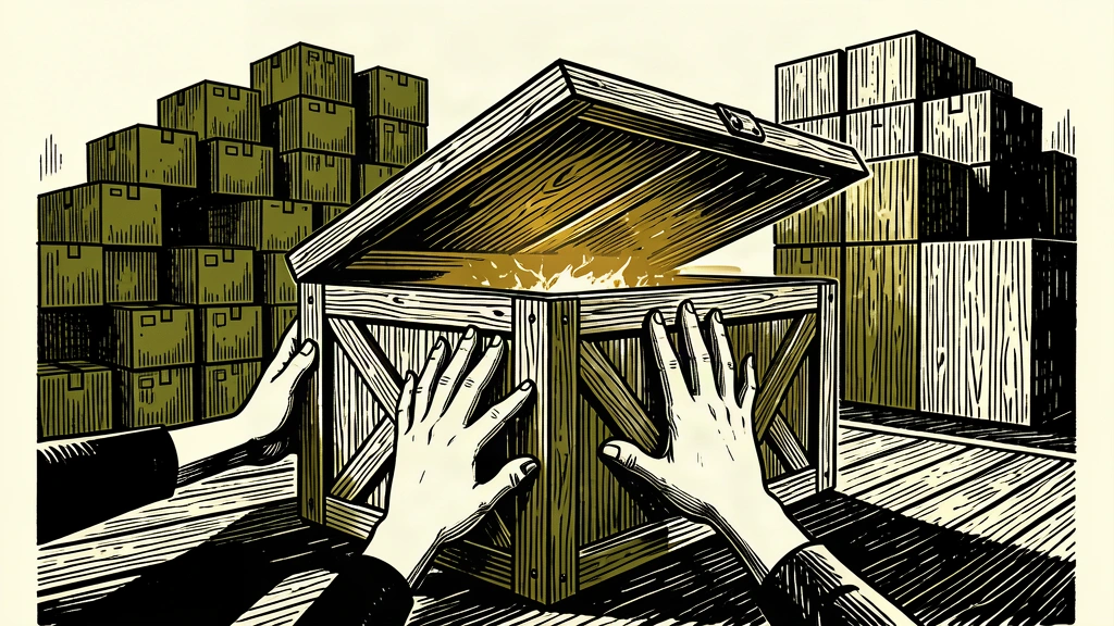 An editorial illustration showing a shipping crate being opened on a crowded loading dock, representing rising demand.