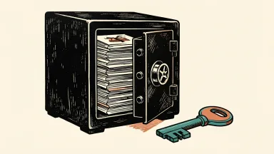 GoDaddy faces a securities fraud lawsuit, depicted as an open safe with a key left beside it.