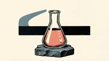 BioNTech BNT113 clinical trial update: a laboratory flask remains intact on a stone base as one path ends while another continues upward.