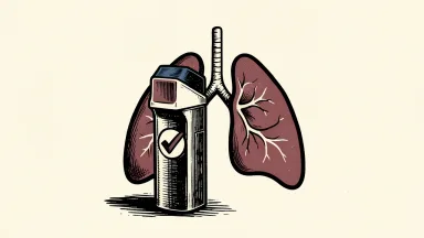 United Therapeutics clinical trial clearance: a medical inhaler stands before a pair of lungs with a checkmark indicating FDA approval.