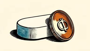 Johnson & Johnson dividend: a pharmaceutical tablet and a coin resting together on a flat surface.