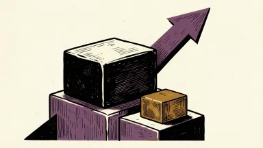 Progress Software earnings: a large block for EPS beats and a smaller block for revenue misses sit before a rising structural beam representing raised guidance.