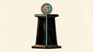 Commercial Metals earnings: a steel I-beam with a coin balanced on top.