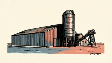 Lockheed Martin expands a munitions plant with a new building, silo, and conveyor beside it.