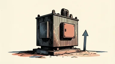 Exelon upgrade depicted by a utility transformer with a small upward arrow beside it.