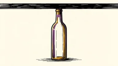 A heavy horizontal bar presses down on the top of a tall glass bottle, illustrating a lowered price target.