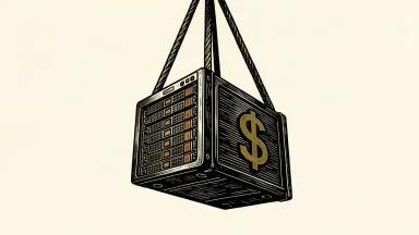 Lambda raising $4 billion in pre-IPO funding: a heavy server rack being lifted by two strong cables against a plain background.