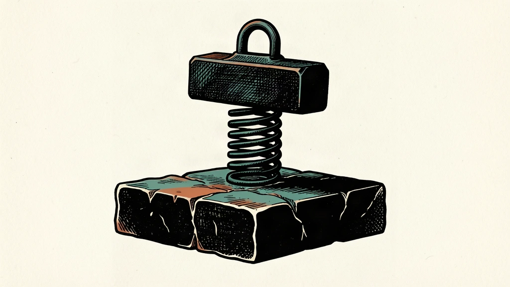 A conceptual illustration of a heavy weight being held above a base level by a compressed spring, representing persistent inflation.