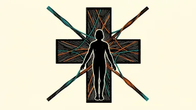 Cigna Healthcare's Health Sense model: a central human silhouette supported by four cords extending from a large medical cross.