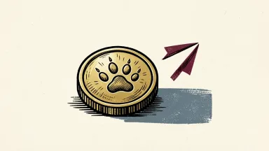 Goldman initiates Elanco Animal Health coverage with a gold coin and paw print beside an upward arrow.