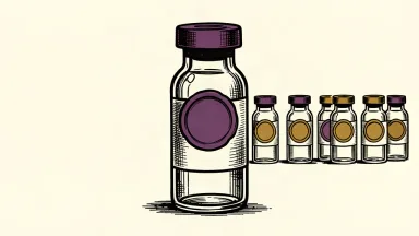 A medical vial with an official authorization seal pressed onto its side, ready for distribution.