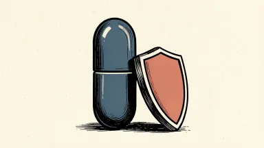 Admilparant drug depicted as a pill with a protective shield beside it.
