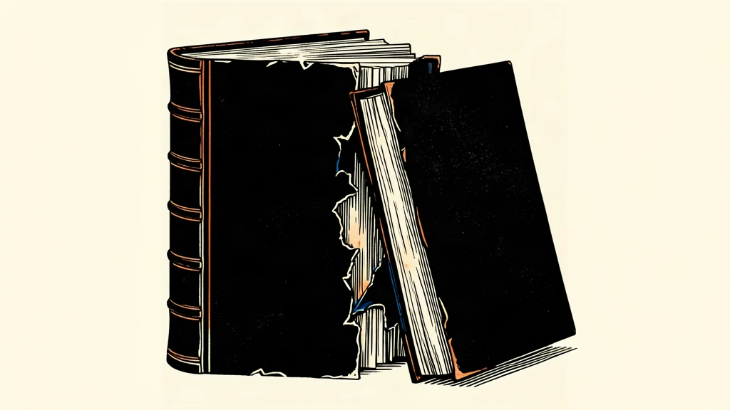An editorial illustration of two large legal books where one with missing pages is being supported by another leaning into its side to fill the gap.