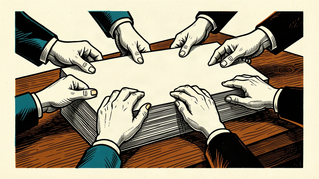An editorial illustration showing multiple hands reaching for a stack of long-dated government bonds, representing increased auction demand.