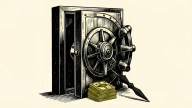 U.S. Bancorp's quarterly provision for credit losses is shown as a stack of cash at a bank vault door with a folded umbrella.