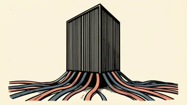HPE secures a $1.2 billion AI system order: a massive server rack with thick networking cables branching from its base.