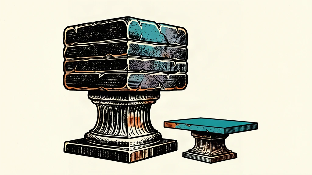 A massive, multi-layered stone platform towers over a tiny, thin slab to illustrate the extreme disparity between profit and wage growth.