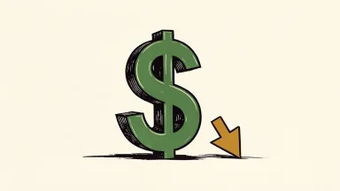 The WSJ Dollar Index falls as a dollar sign tilts beside a downward arrow.
