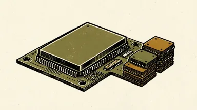 Microsoft plans Maia 300 AI chip production deployments in 2027, depicted as a server chip on a circuit board with a stack of chips nearby.