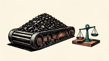 Rio Tinto infrastructure sales viewed as incremental: a single small gear fails to move a massive, stationary conveyor belt loaded with iron ore.