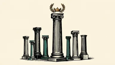 Comstock recognized as a top mid-market company: a central architectural pillar topped with a simple laurel crown stands among a group of smaller columns.