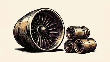 Turkish Airlines orders over 300 LEAP-1B engines from GE Aerospace, shown as a large jet engine with a stack of smaller engine parts beside it.