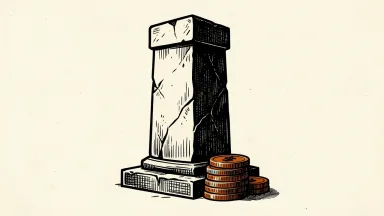 Virtus Investment Partners is shown as a stone pillar with a stack of coins at its base.