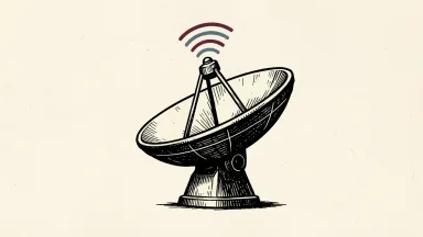 HawkEye 360 appoints a communications executive; a satellite dish with a signal arc above it.